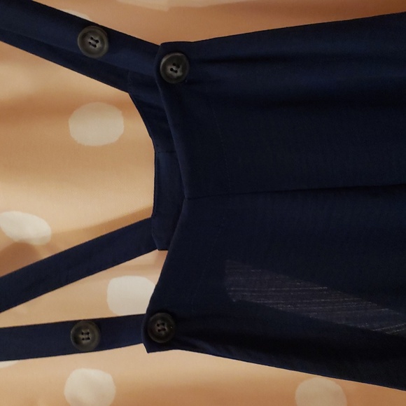 Threads & States Flowy Navy Overalls Sz L - Picture 6 of 7